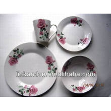 Fábrica 16 pcs subiu decalque dinnerware cerâmica